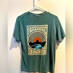 Nature Back T-Shirt Worn Condition Teal Blue Size Small